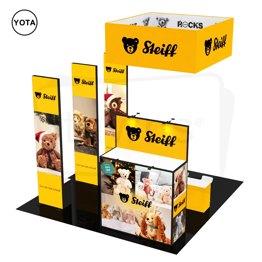 Tawns New Design Custom Portable Tool Free Aluminum Tube Reused Expo Advertising Tension Fabric Exhibition 6x6 Trade Show Booth