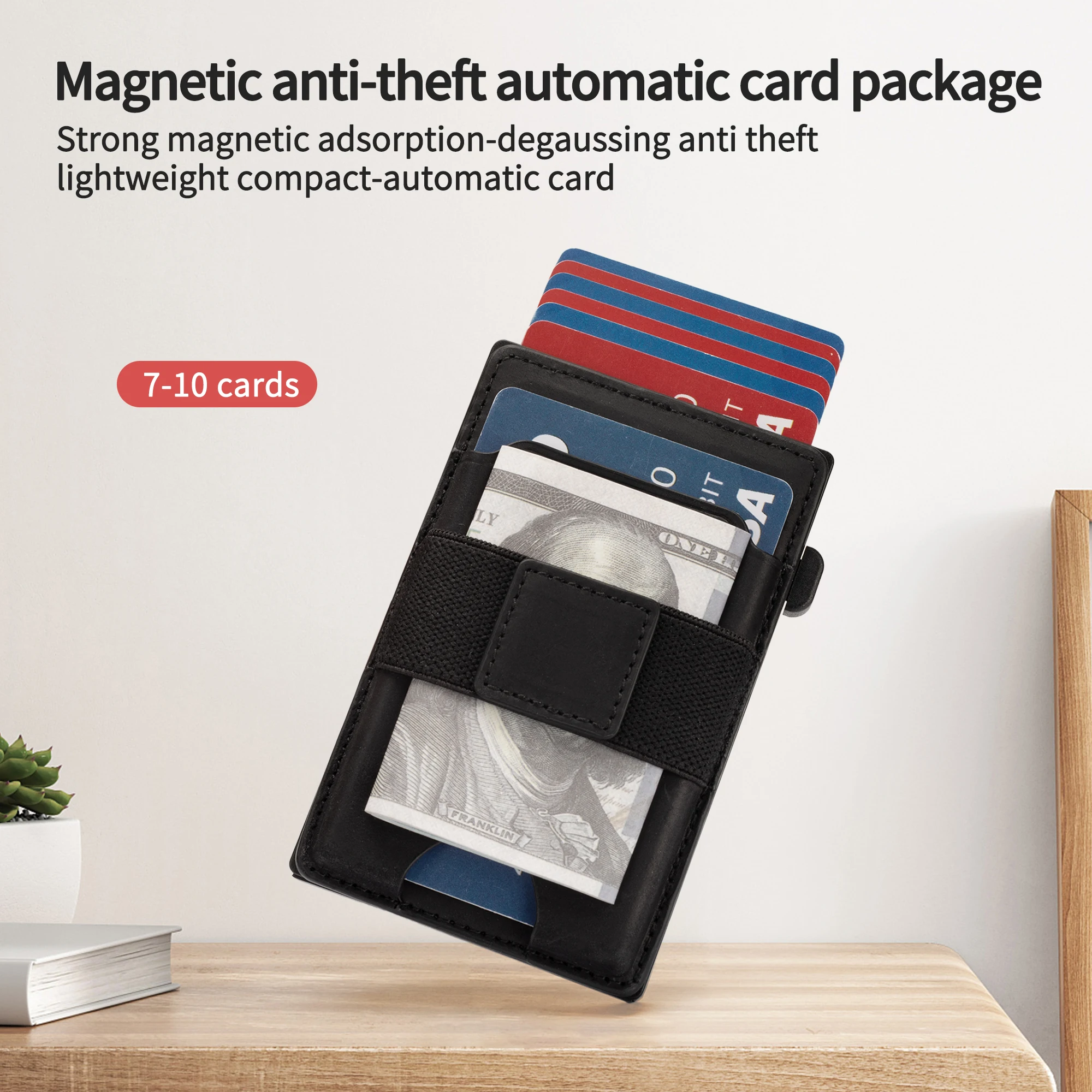 Minimalist Magnetic function Pop Up Leather Men Slide Wallet Designers Label Men Smart Wallet