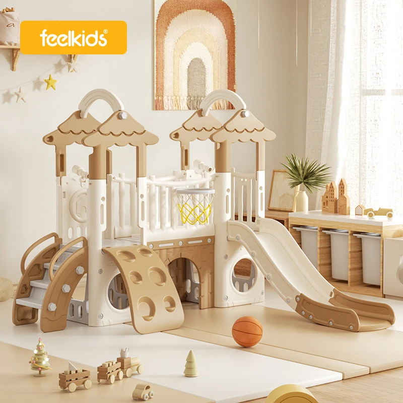Детские игрушки детская игровая площадка большой набор для скалолазания пластиковый дом двойные горки детей
