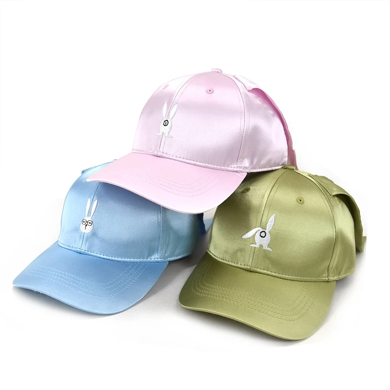Фабрика Шэньчжэнь, оптовая продажа, детские головные уборы, кепки, дизайн с вашим собственным логотипом, атласные Симпатичные Детские бейсболки с кроликом