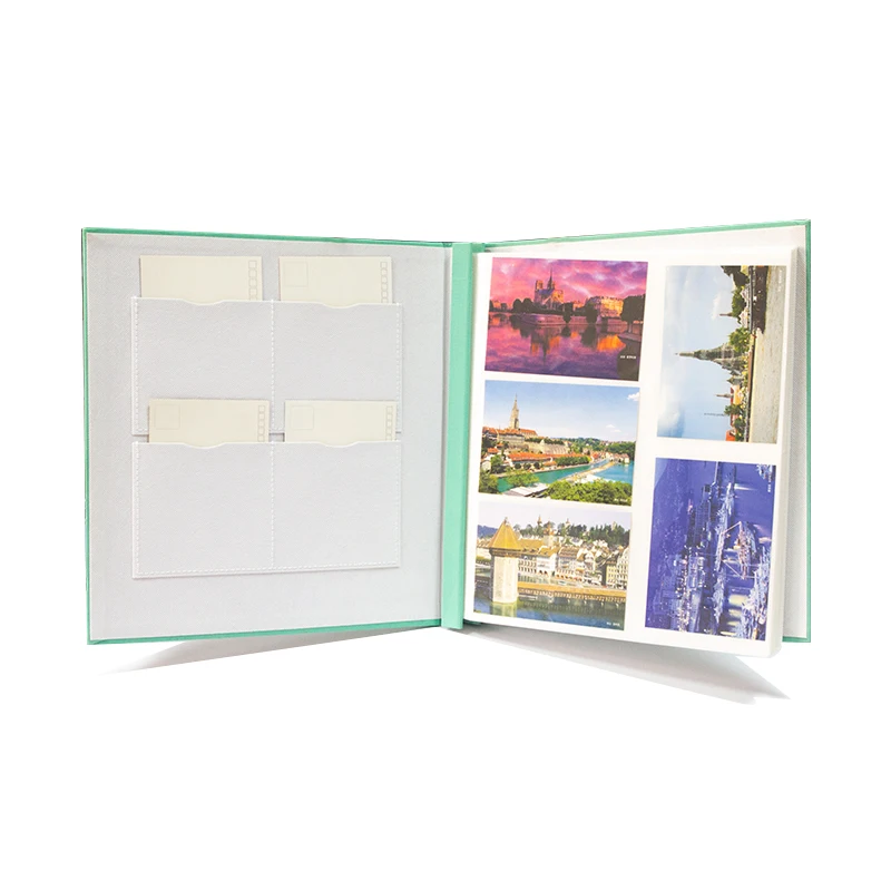 Customized 29.5*21cm 50 Page DIY Photo Albums Fabric Covers with 4 Windows Handmade Scrapbooking  Black Or white Pages