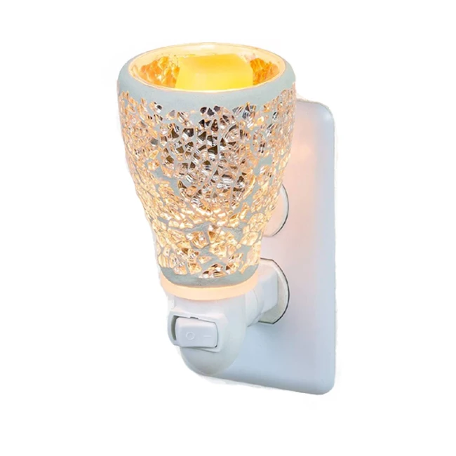 Mosaic Plug in Warmer Home Decorative Electric Glass Candle Burner Lamp Plug in Wax Warmer Plug in Wall Aroma Wax Warmer