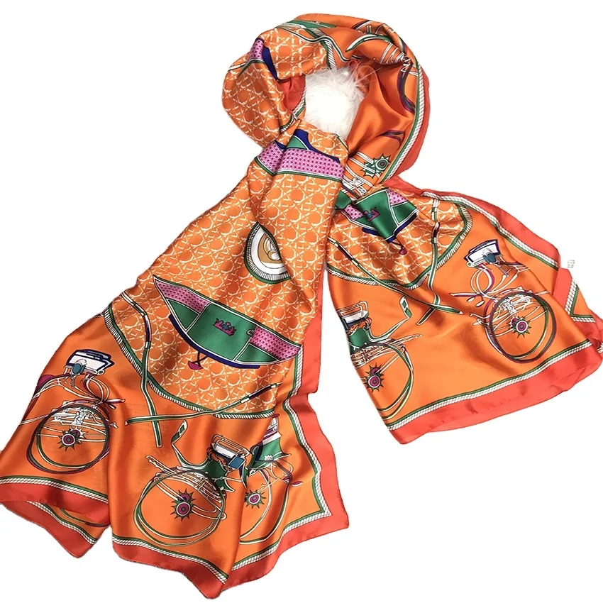 High Quality Custom Pattern  Malaysian Headscarf Ladies Silk Scarf Muslim Square Silk Scarf Hijab