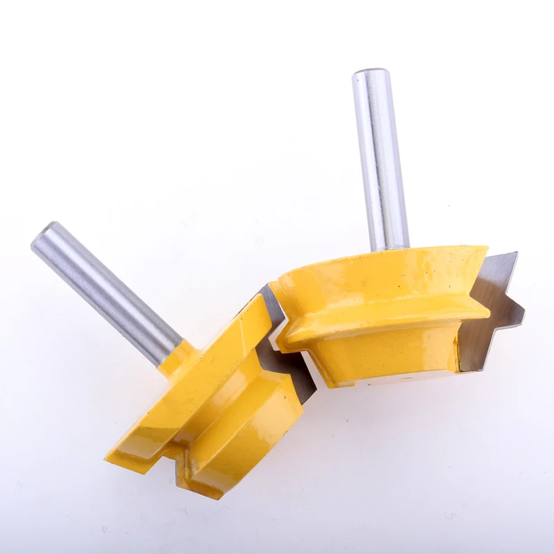 2PC 8mm Shank Lock Miter Router - 22.5 Degree Glue Joinery Router Bit Set Tenon Cutter for Woodworking Tools