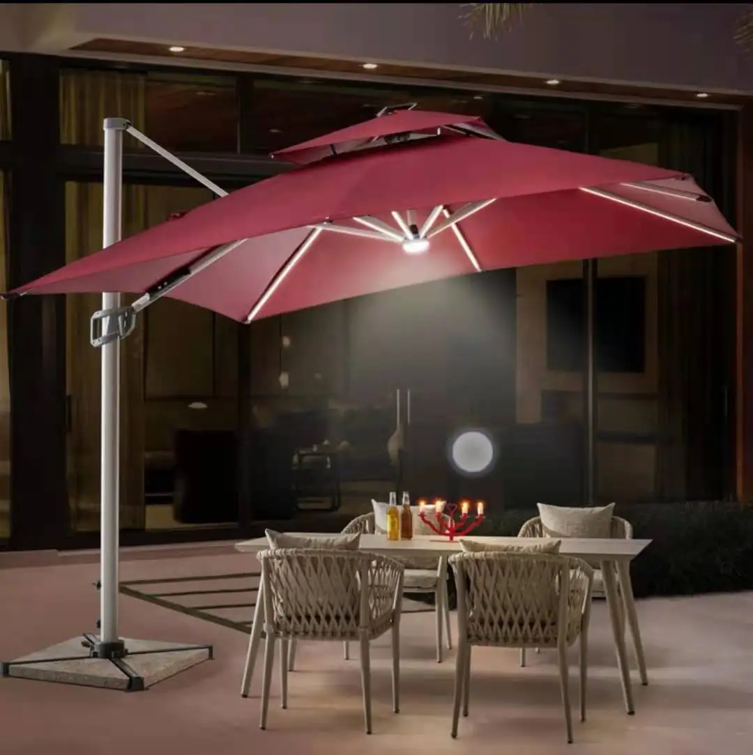 Garden Restaurant Cafe Hotel Patio Umbrellas Led Light With Led Solar