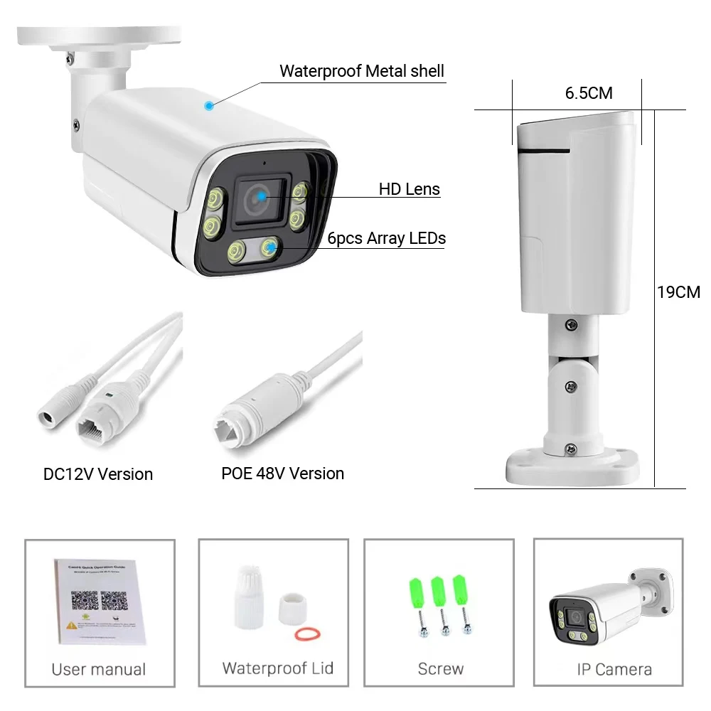 Smart IP Camera Wi-Fi Bullet WiFi Oncif Camera Tuya 3/4MP Smart Home Security Wired CCTV Camera