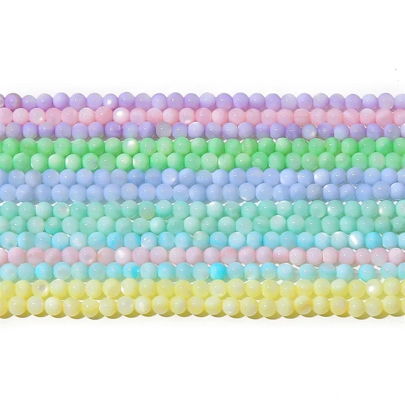 high quality 3mm colorful round shape beads 125pcs /bag  natural freshwater shells beads for jewelry making