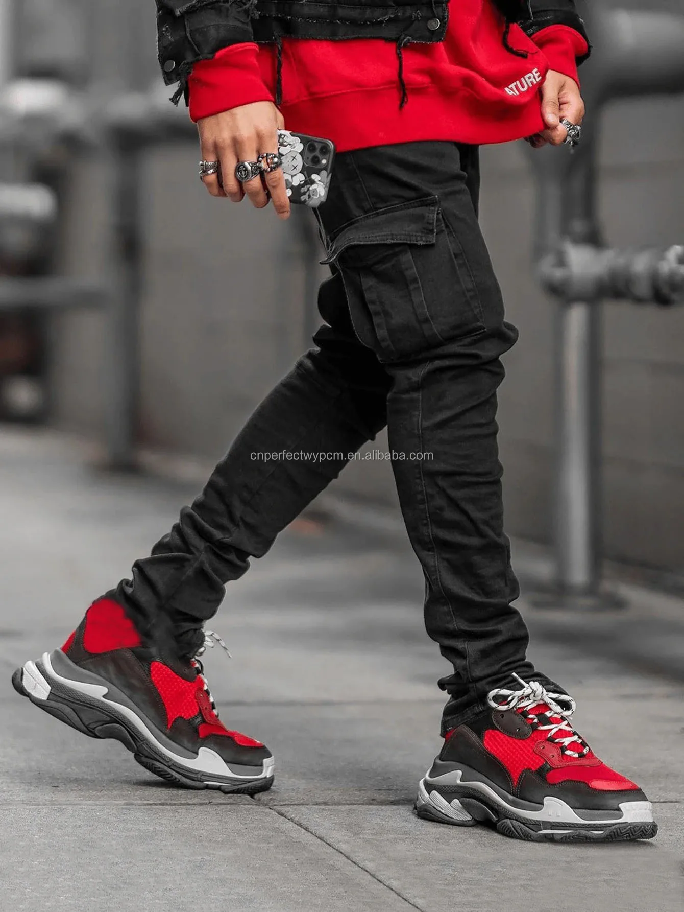 Slim Fit Mens Jeans 2022 Designer Skinny Stacking Plus Size Multi-pocket Casual Straight Solid Color Casual Stretch Jeans Man