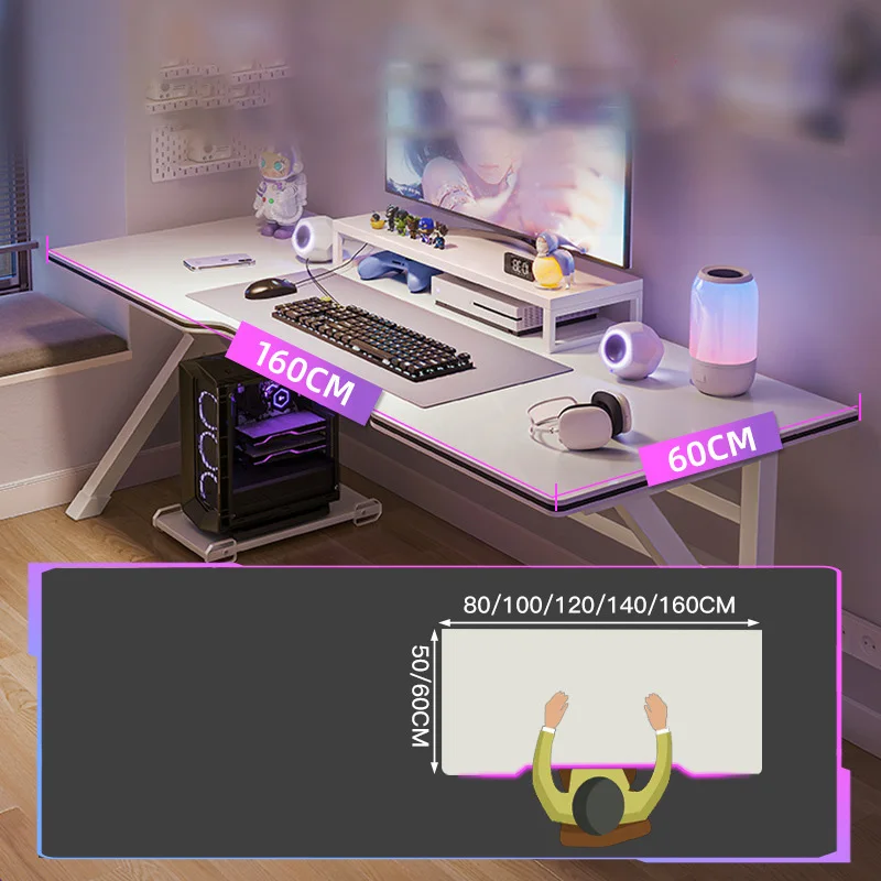 New White Computer Desk Desktop Home Live Broadcast Table Minimalist Workbench Student Study Table Gaming Desk Wooden Table