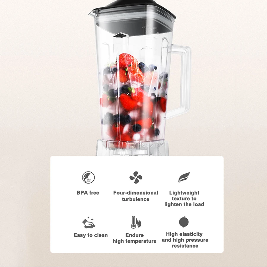 Custom High Performance 2L Large Multi Purpose Commercial Drink Mix Powder Mixer Food Table Blender Machine for Restaurant