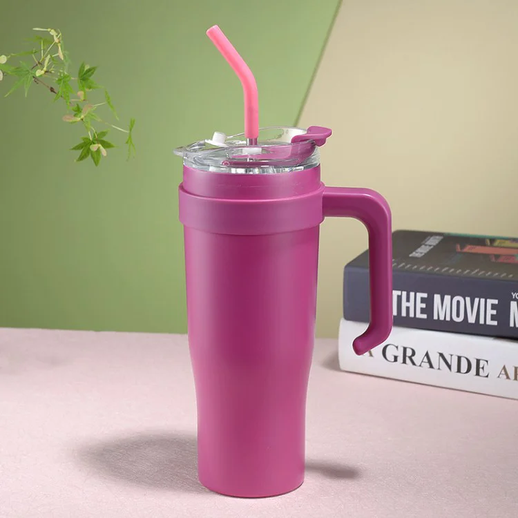 customize logo 3pcs mini cup 40oz tumbler cup gifts set double wall water bottle insulated coffee tumbler mug with handle straw