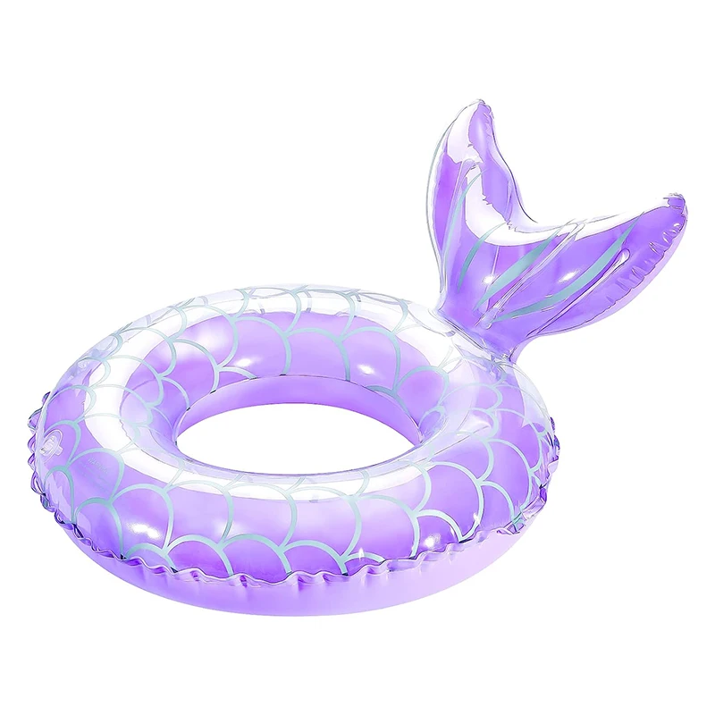 Mermaid Pool Float, Mermaid Tail Shaped Pool Swimming Float Tube Ring Floatie, Summer Water Fun Beach Party Toys for Kids Adults