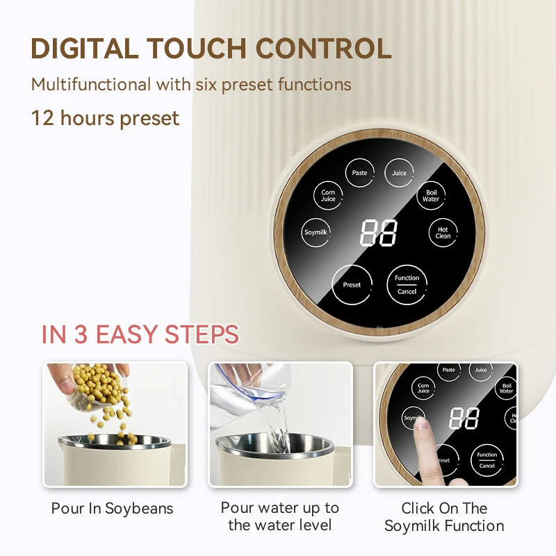 Multi-function Soybean Blender Soy milk Machine with Special LED Screen Design Automatic Soy Milk Maker  at Home Nut Milk Maker