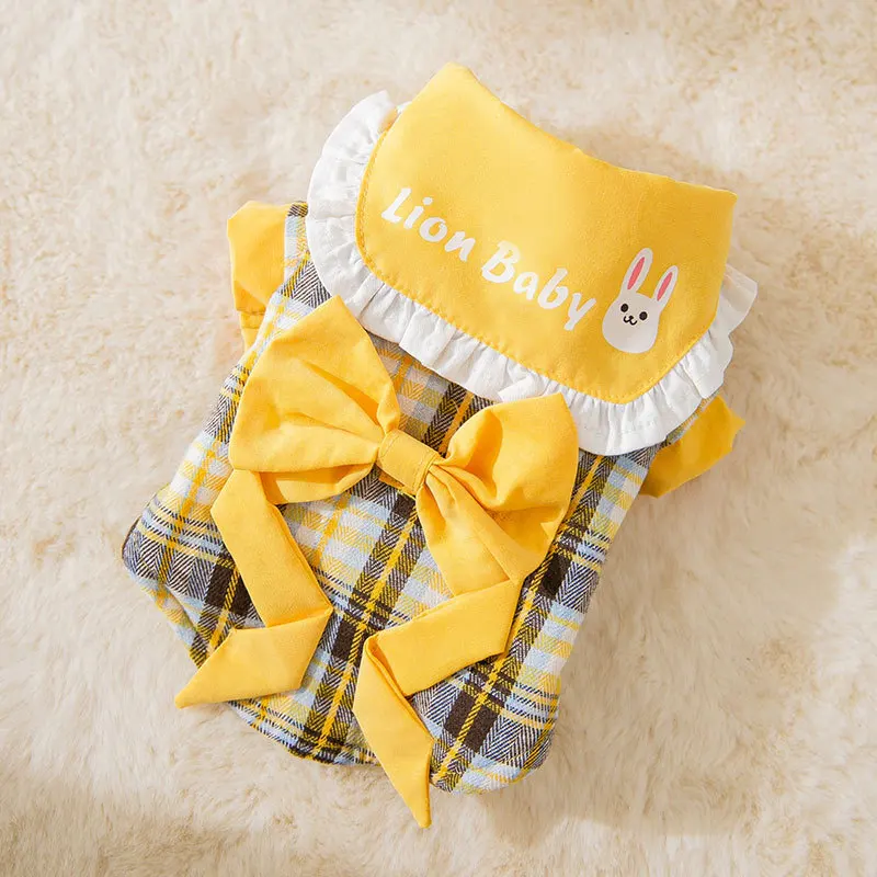 Plus Velvet Princess Bow Puppy Dog Two-legged Cotton Coat Small Medium Dogs Cats Warm Pet Clothes