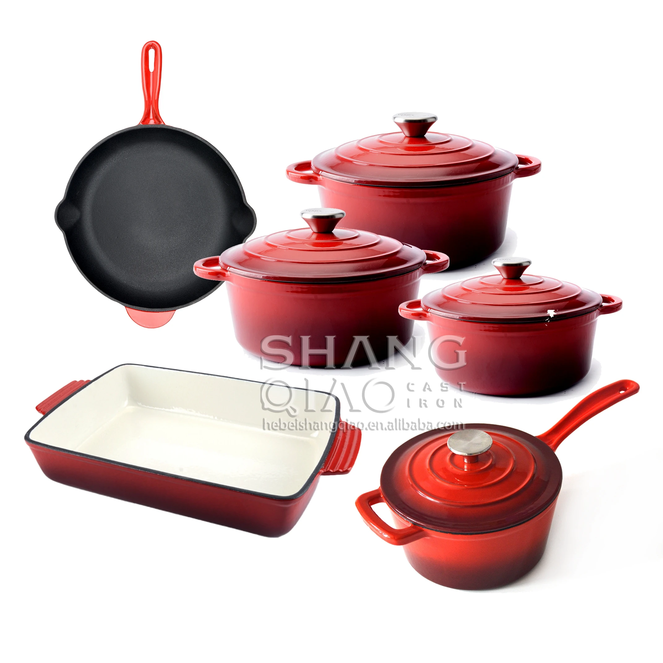 6 piece custom color cookware set cast iron casserole dutch oven Enamel Cast Iron Cookware Set