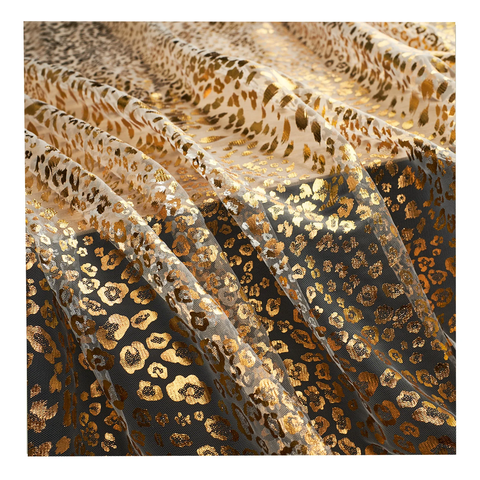 High Quality Soft Sexy Pantherine Panther Print Leopard Color Lace Tulle Mesh Fabric For Fashion Clothes