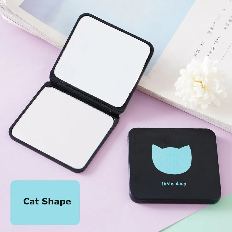 manufacturer small size square plastic hand mirror folding black beauty makeup cosmetic travel mirror portable pocket