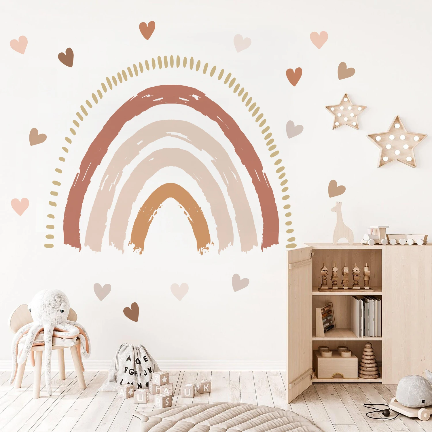 Funlife JY024 Boho Rainbow with Heart and Star Full in the Wall Cute Pattern Art Design Wall Sticker