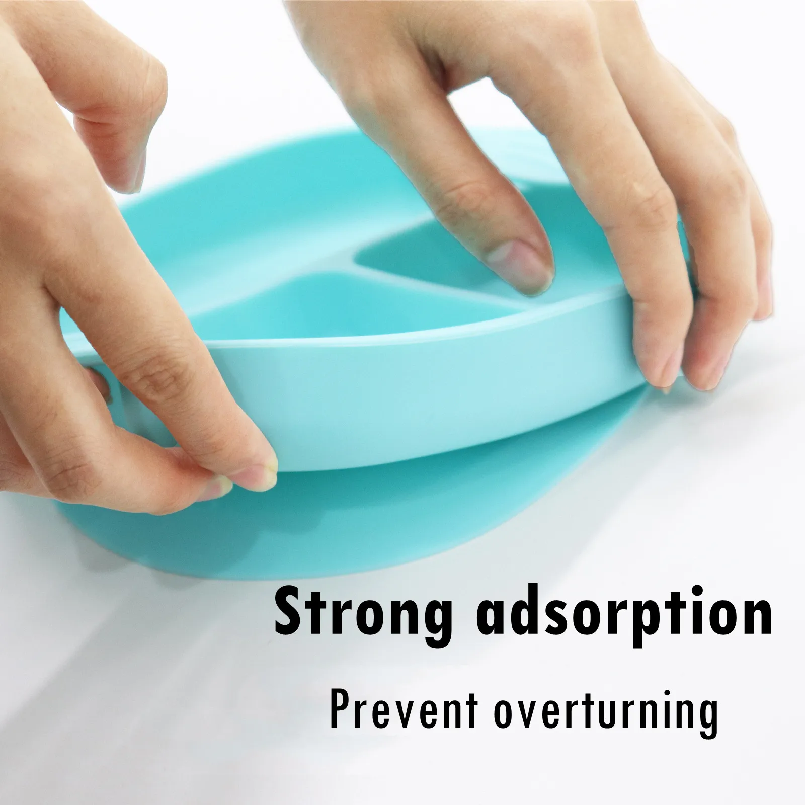 Amazon hot sellings Square Silikon forms kids dinner Dividing  plate for Baby Food Feeder