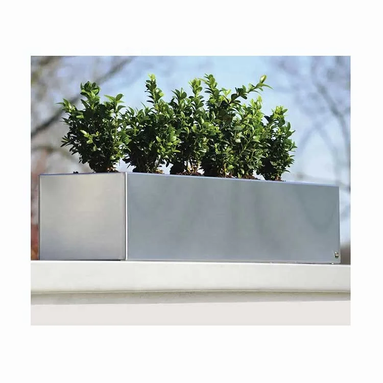 Custom Trough Rectangle  Brushed Stainless Steel Planters