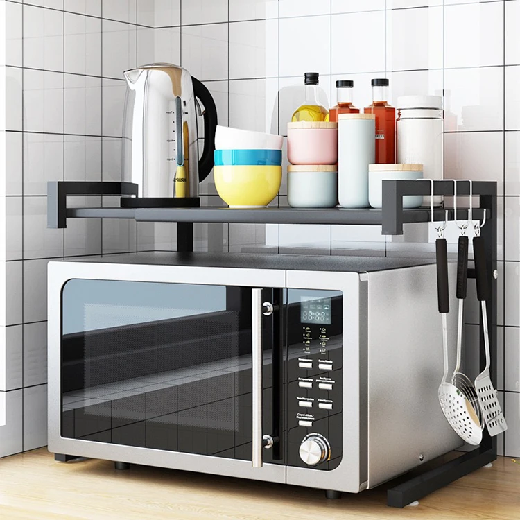 Adjustable Heavy Duty Stand Kitchen Counter Top Organizer Shelf 2 Tier Extendable Microwave Oven Rack