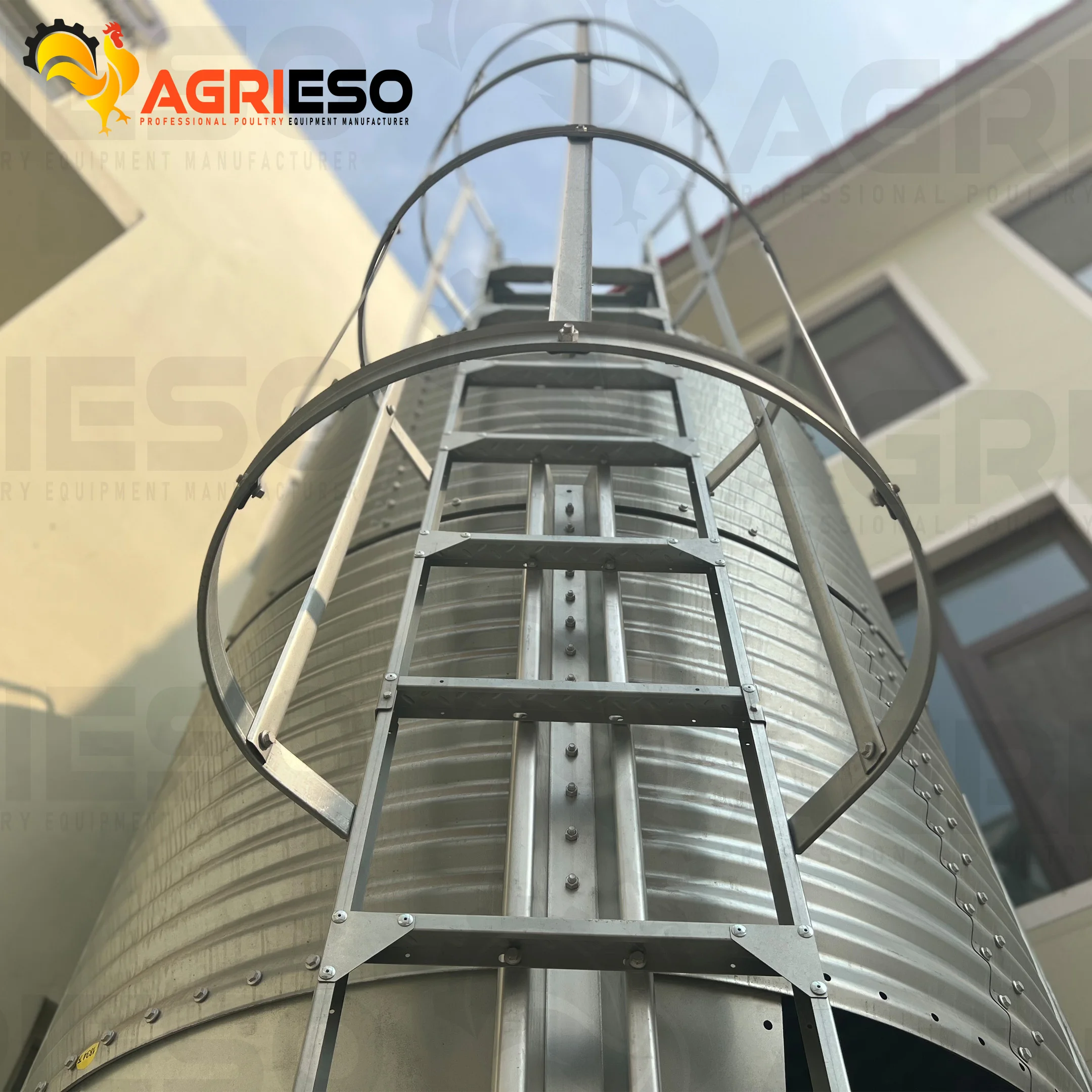 Agrieso AGS Single Layer 1.6 Ton Galvanized Steel Poultry Feed Grain Storage Silos Hopper For Chicken Food