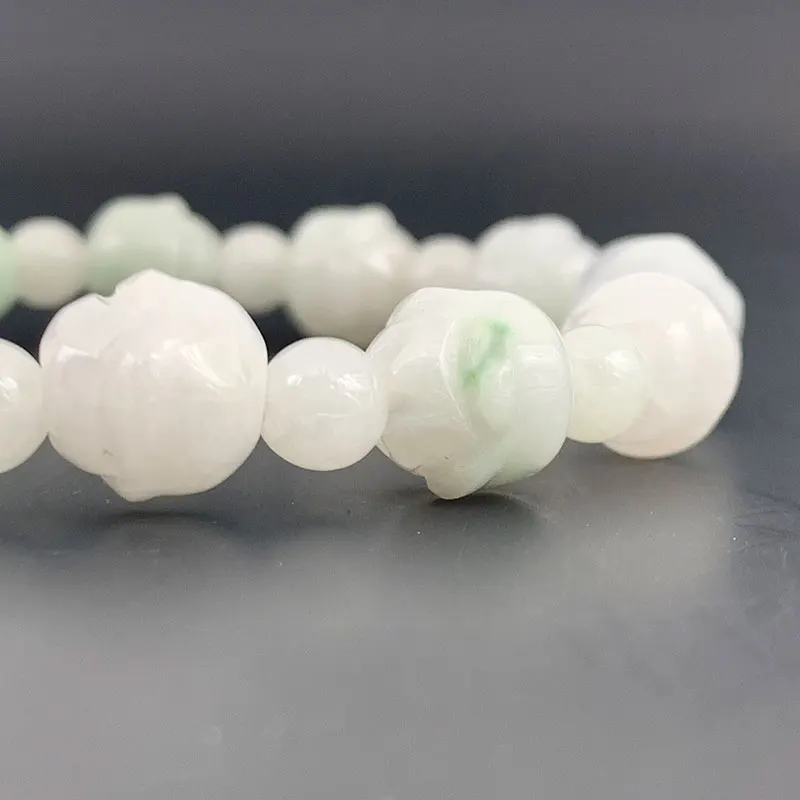 2021 Hot Natural Burma Jade Green Jadeite Beads stone Bracelet Woman Bangle Elastic Good Quality Carving