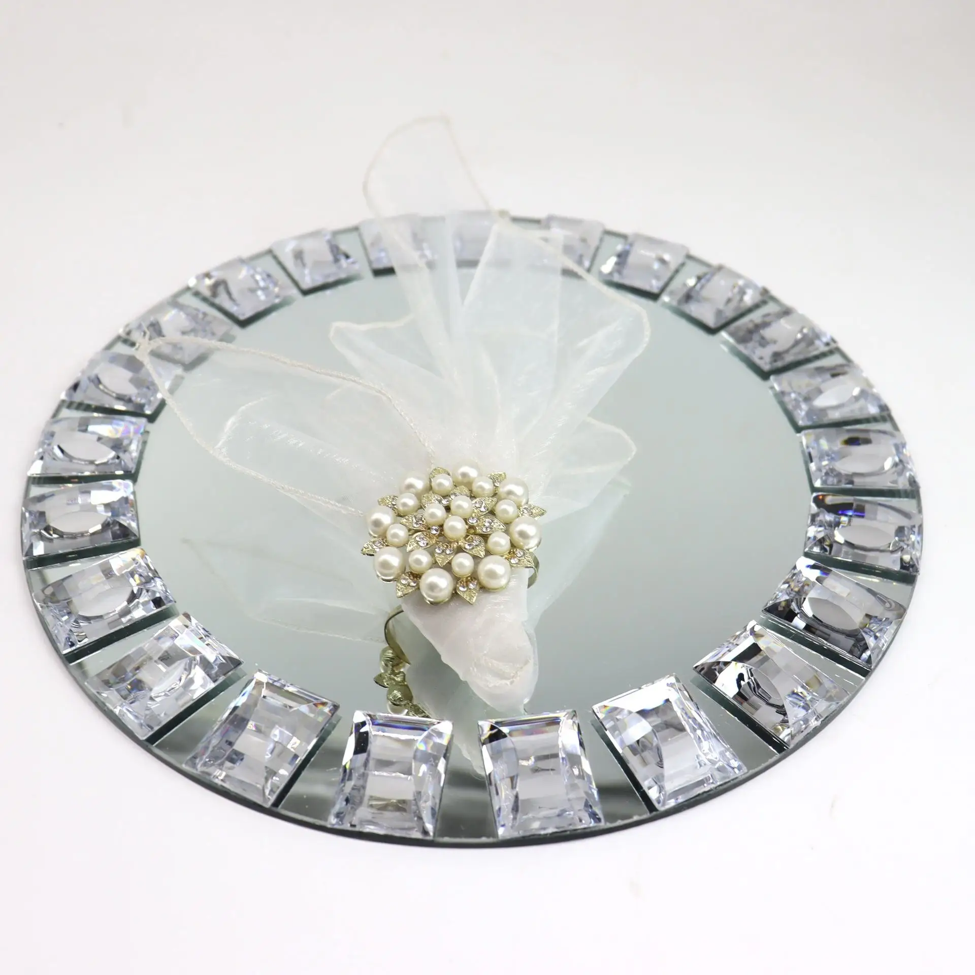 Hotel Wedding Dining Plate Side Silver Square Mirror Plate Daily Club Model Room Decoration Western Plate Decoration