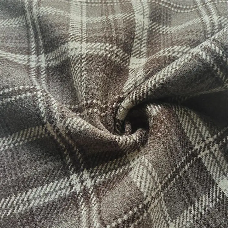 China custom design check plaid knit jacquard tweed fabric for garment coat pant men suit