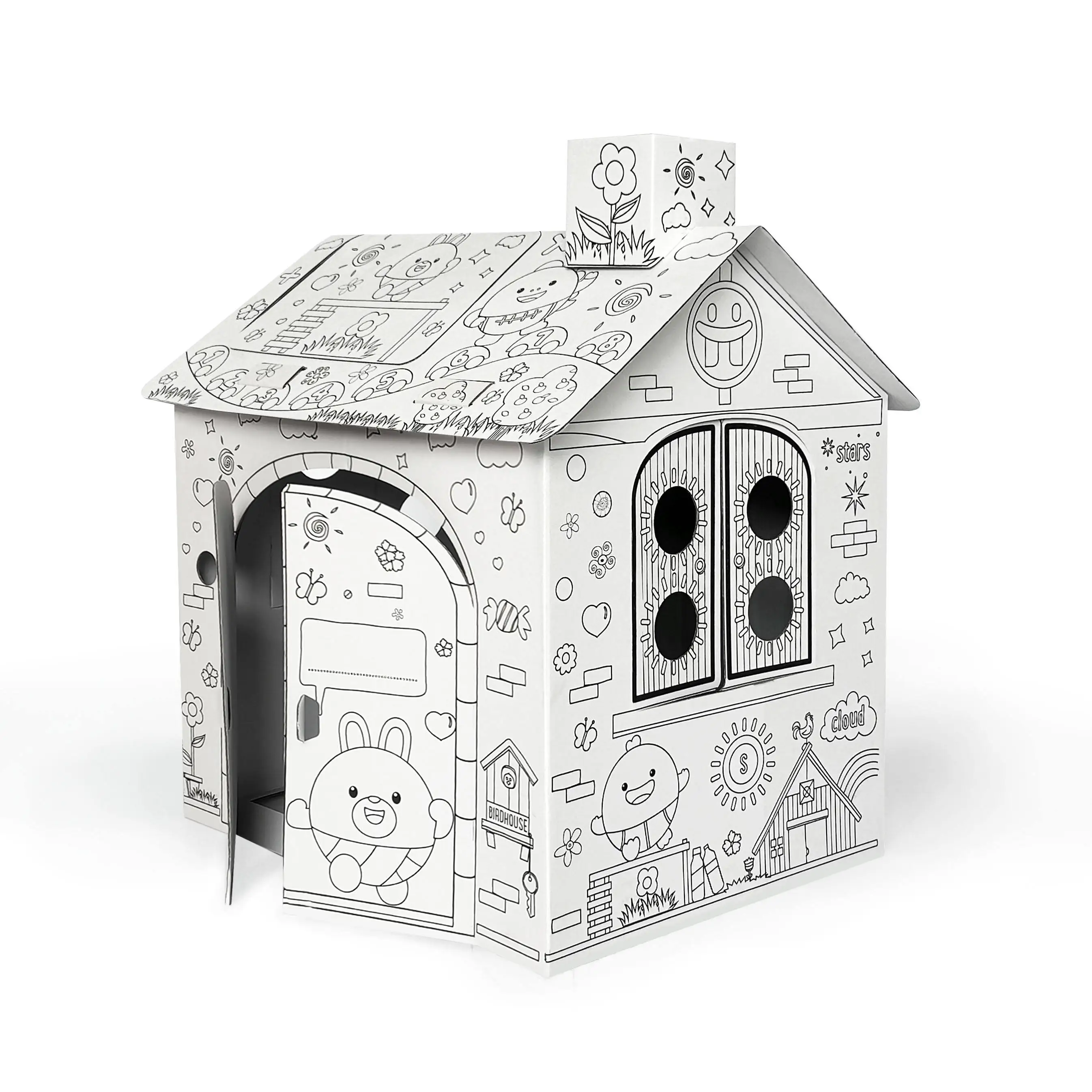 Paper Board Color Design Delicate Printing Drawing Kids Corrugated Toy Cardboard House