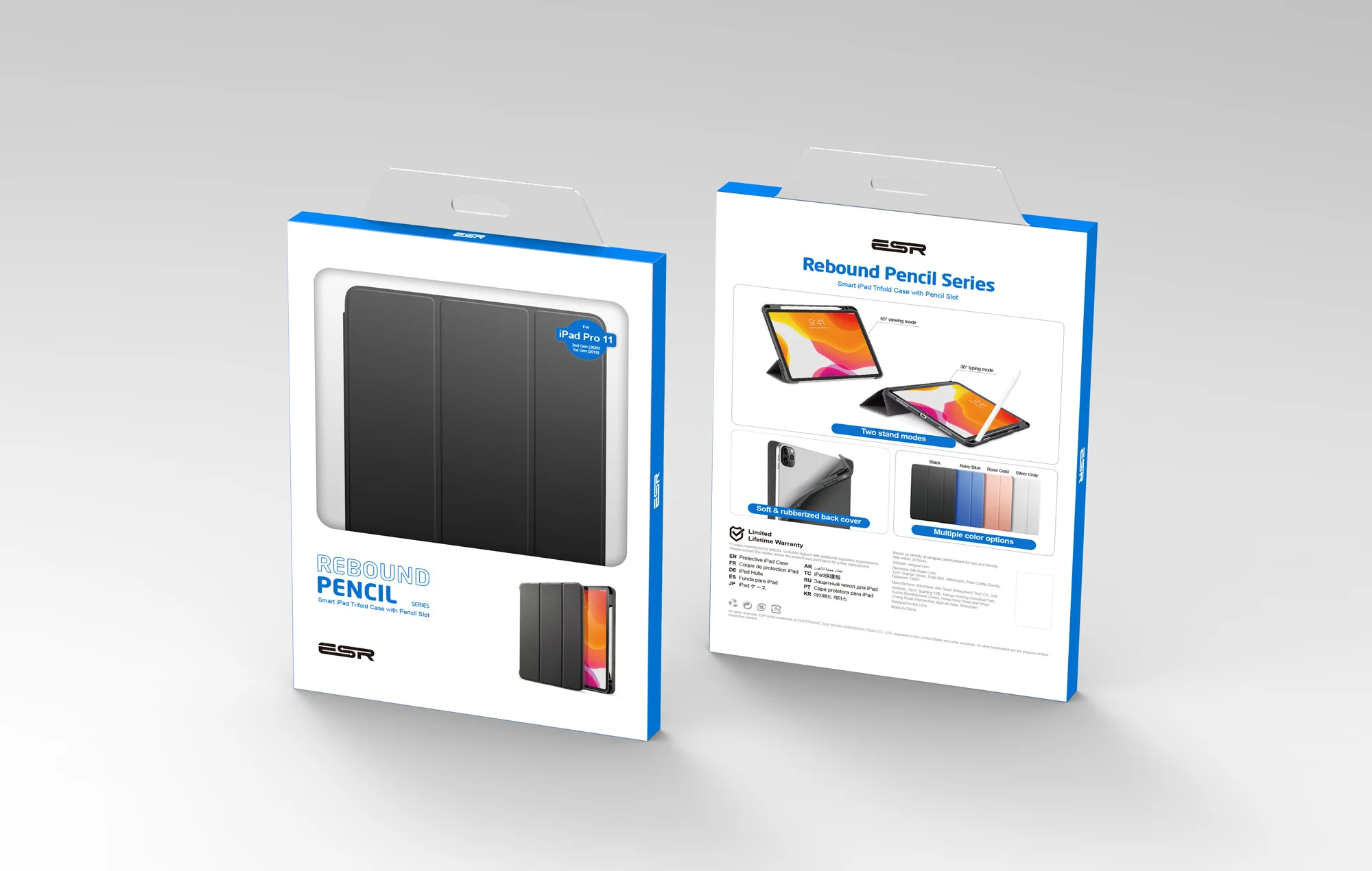 Чехол ESR для iPad Pro 11 дюймов 2020 и 2018 с держателем для карандашей