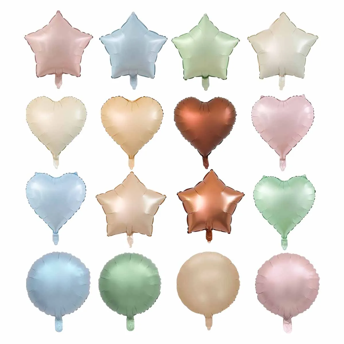 18 Inch Matte Retro Color Star Heart Round Shaped Foil Balloon Cream White Chocolate Caramel Balloon Birthday Party Decoration