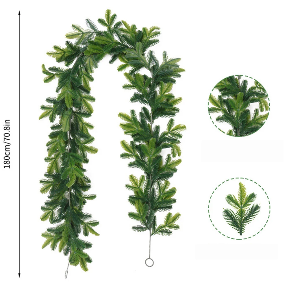 FY-05 Real Touch Plastic Pine Needle Garland Soft Various Pine and Cypress Leaf Wreath Christmas Artificial Rattan