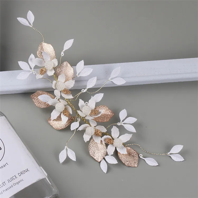 wedding bridal head piece handmade and exquisite white gold leaf flower bridesmaid hair accessories wedding bridal