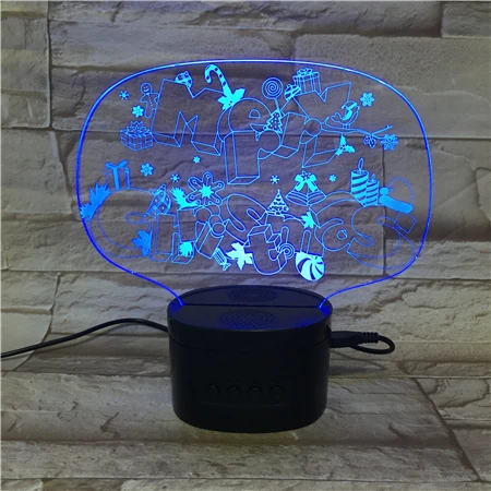 
Newest Acrylic Gifts Rechargeable Wireless Speaker Night Light Lamp Touch Control Merry Christmas 3D LED Night Light 