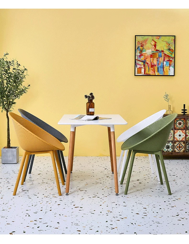 Scandinavian Sloped Arm Plastic Kitchen & Dining Chair with Low Back and Armrest included