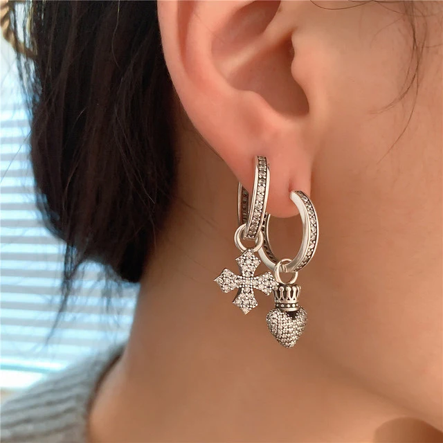 aretes-de-cruz-hombre arete de cruz hombre con cruz diamond dangle gold cross rhinestone earrings stainless steel