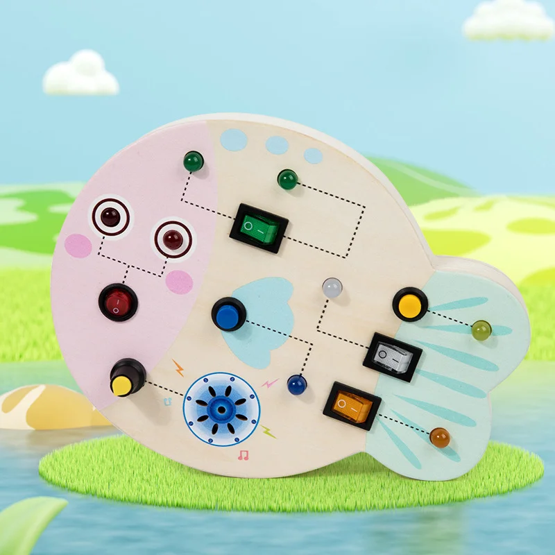 Educational Wooden Busy Board Switch Led Light Animal Style  Switch Toys Travel Toys