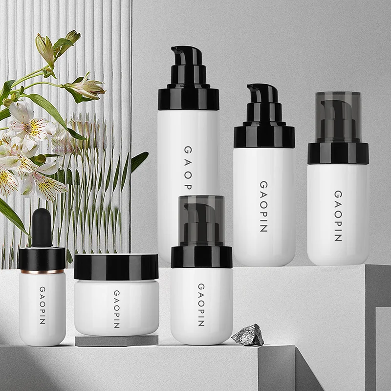 30ml 50ml 80ml 100ml 120ml luxury skincare packaging set containers pet cosmetics cream jar plastic bottle