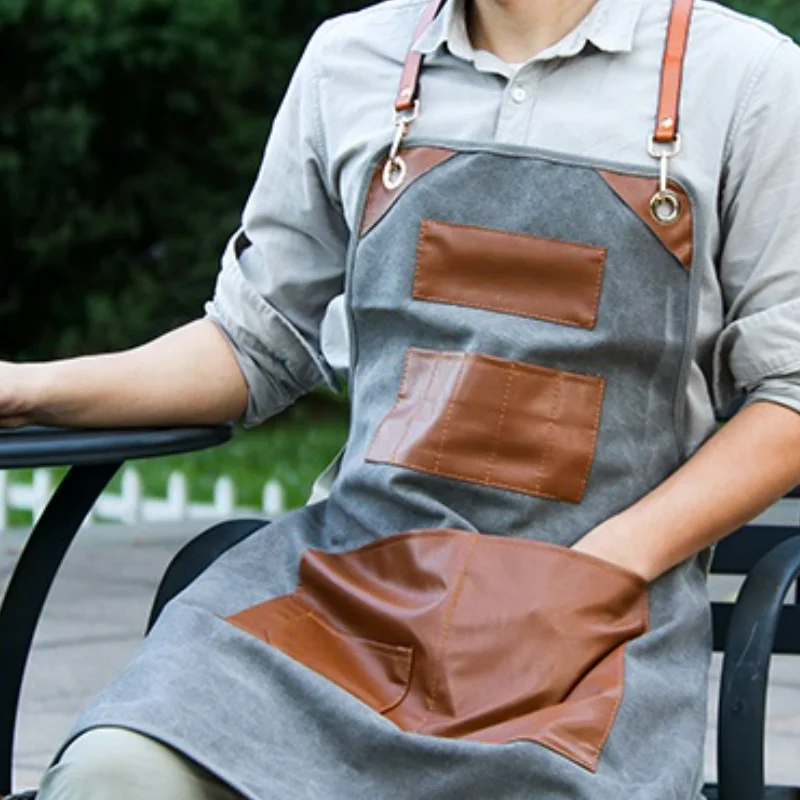 Fashion Canvas kitchen Aprons For Woman Men Chef Work Apron For Grill Restaurant Bar Shop Cafes Beauty Nails Studios Uniform