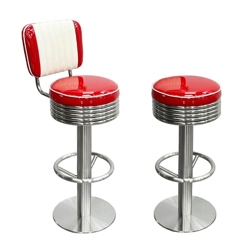 commercial leather swivel high counter height stainless steel metal bar stool chairs designer kitchen counter chairs