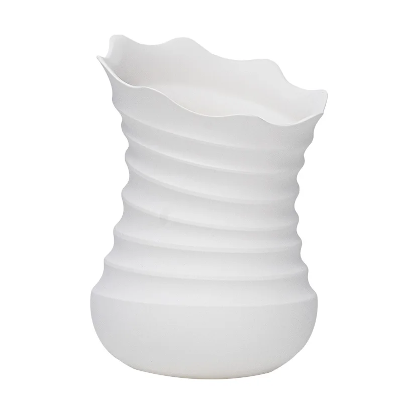 Hand made White Ceramic Flower Vase  Hebai-shaped Midium Size Art Creative Design Shape