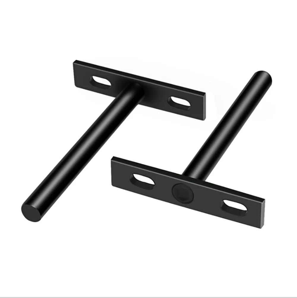 CTHome T-foot metal concealed partition bracket black iron furniture rack rod support