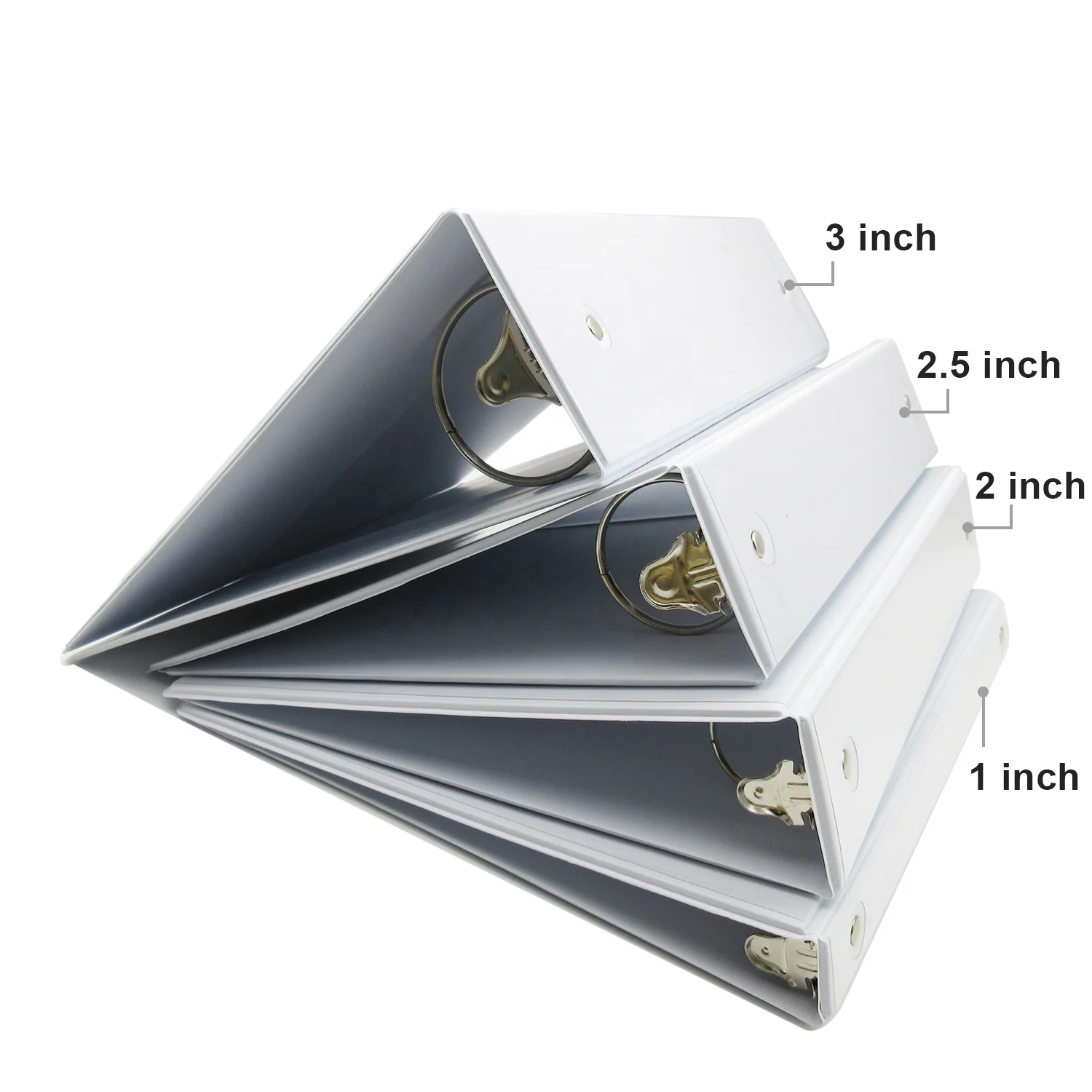 White PVC 1 inch paper binder letter size 3 ring binder paper file holder office desktop personal file organizer product