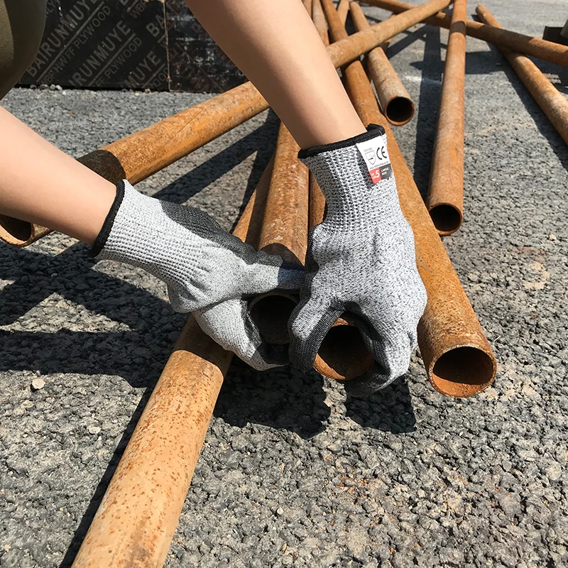 Food Grade Cut Resistant Gloves With PU Coated Palm Level 5 Cutting Gloves Kitchen Safety Anti Cut Gloves