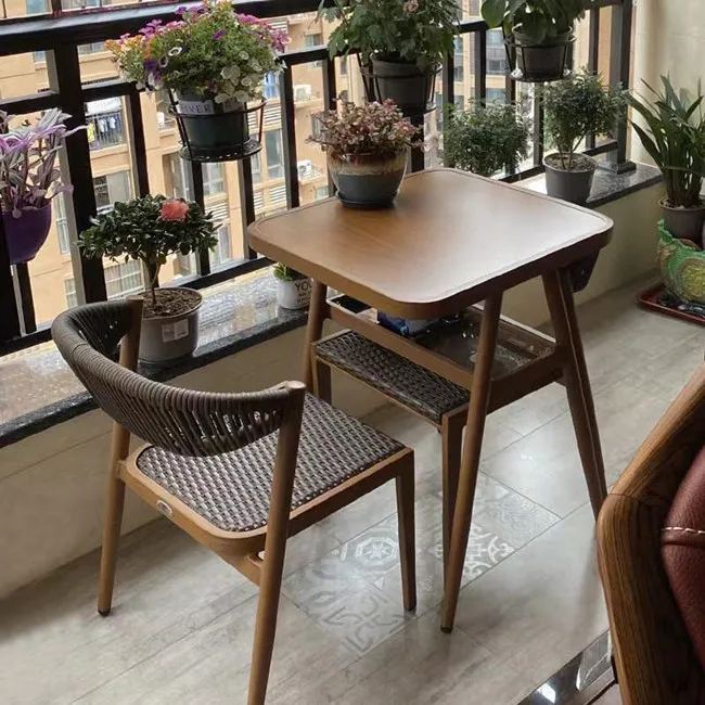 Leisure Outdoor Waterproof Furniture Aluminum Frame Wicker Rattan Garden Restaurant Dining Chair