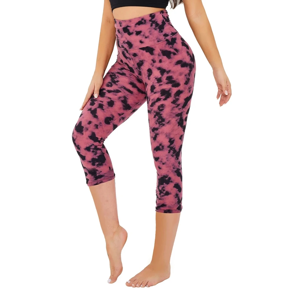 Custom Logo Label Print High Waist Soft Leggings for Running Cycling Colorful Yoga Pants Women Lady Girls Custom Capri Legging