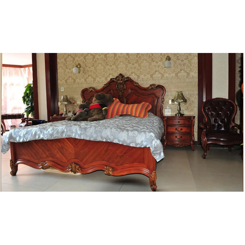 Wooden carved bed designs of furniture bedroom king bed WA622