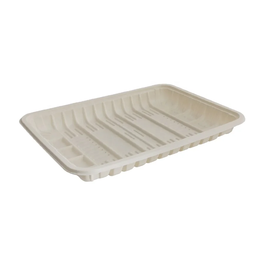 Customized Disposable Corn Starch  Biodegradable Supermarket Fresh Meat Fruit Packing Tray