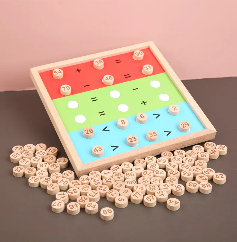 Wooden Montessori Math Hundred Board 1-100 Number Counting Toy Montessori Math Game Board for Kids